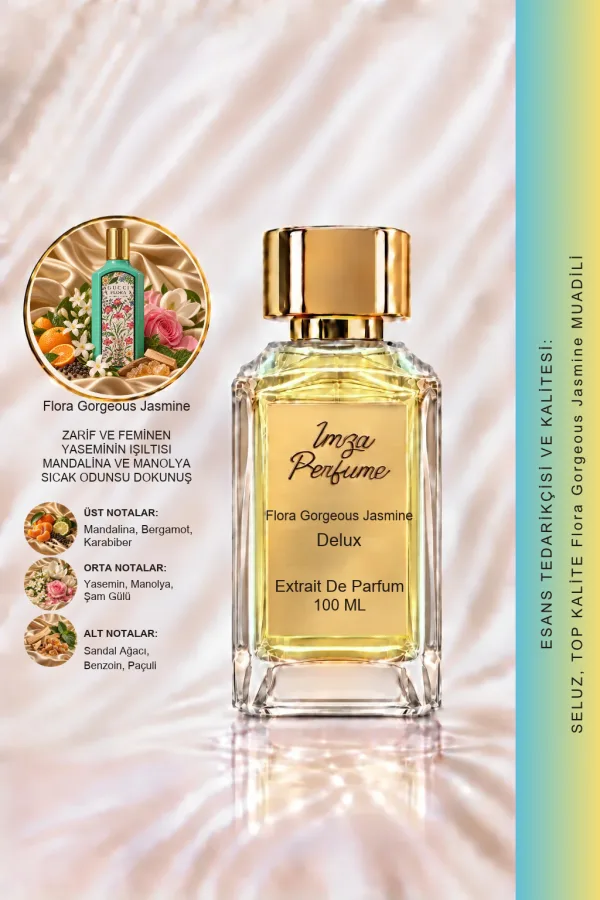 - Delux - Flora Gorgeous Jasmine Muadili | Yasemin – Manolya – Sandal Ağacı – Benzoin | Çiçeksi Odunsu Kadın Delux Parfüm