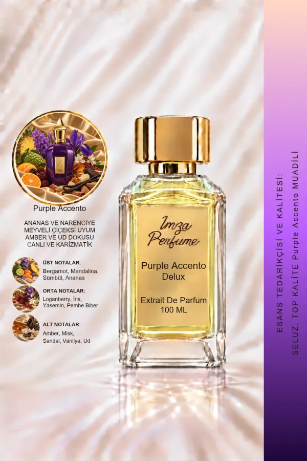 - Delux - Purple Accento Muadili | Ananas – Loganberry – İris – Oud | Meyvemsi Pudramsı Unisex Delux Parfüm