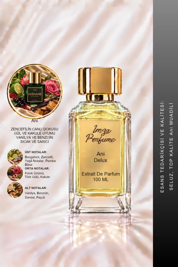 - Delux - Ani Muadili | Bergamot – Mavi Zencefil – Vanilya – Benzoin | Baharatlı Vanilyalı Unisex Delux Parfüm