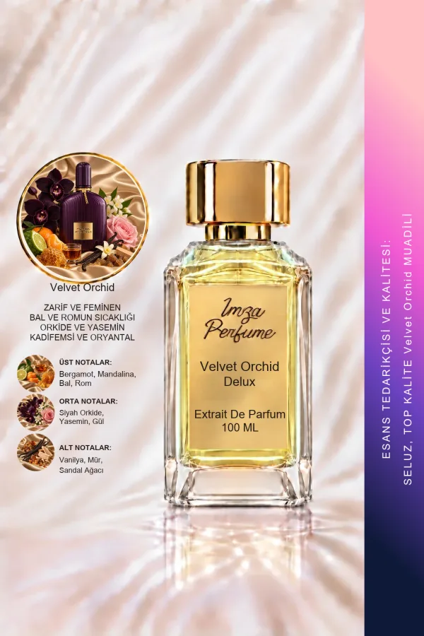 - Delux - Velvet Orchid Muadili | Bal – Rom – Siyah Orkide – Yasemin | Amberli Çiçeksi Kadın Delux Parfüm