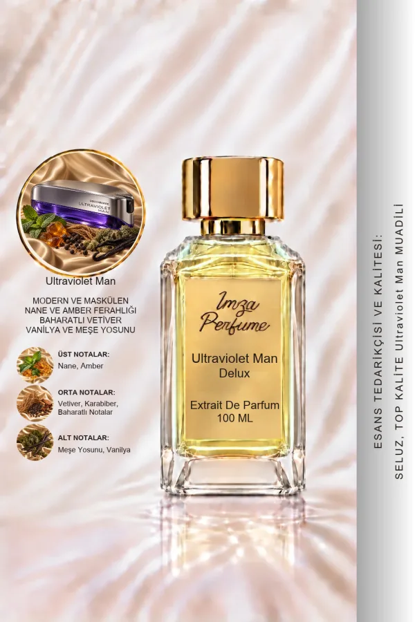 - Delux - Ultraviolet Man Muadili | Nane – Karabiber – Amber – Vetiver | Baharatlı Odunsu Erkek Delux Parfüm