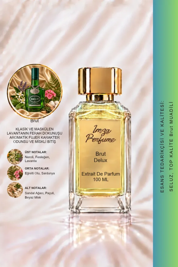 - Delux - Brut Muadili | Lavanta – Anason – Meşe Yosunu – Sandal Ağacı | Aromatik Fougère Erkek Delux Parfüm