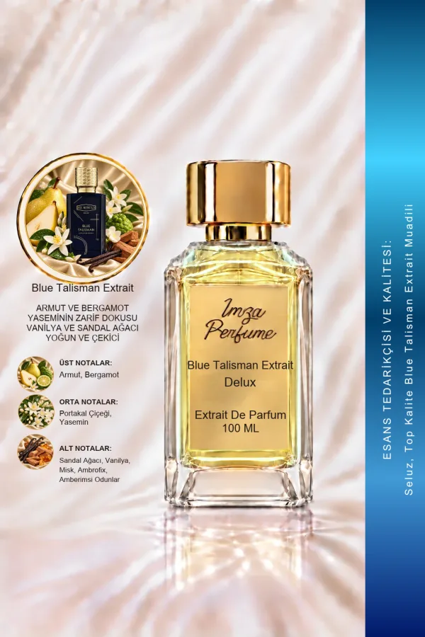 - Delux - Blue Talisman Extrait Muadili | Armut – Portakal Çiçeği – Vanilya – Sandal Ağacı | Amber Çiçeksi Unisex Delux Parfüm