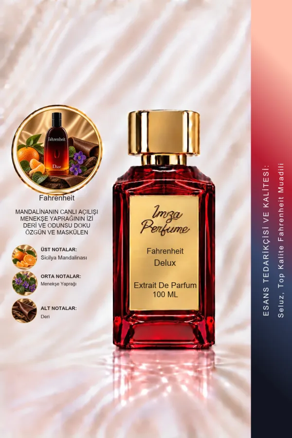 - Delux - Fahrenheit Muadili | Mandalina – Menekşe Yaprağı – Deri – Vetiver | Odunsu Derimsi Erkek Delux Parfüm