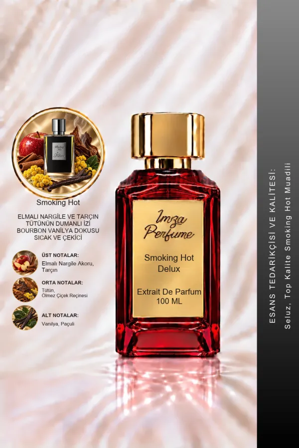 - Delux - Smoking Hot Muadili | Elmalı Nargile – Tarçın – Tütün – Bourbon Vanilyası | Tütünlü Gurme Unisex Delux Parfüm